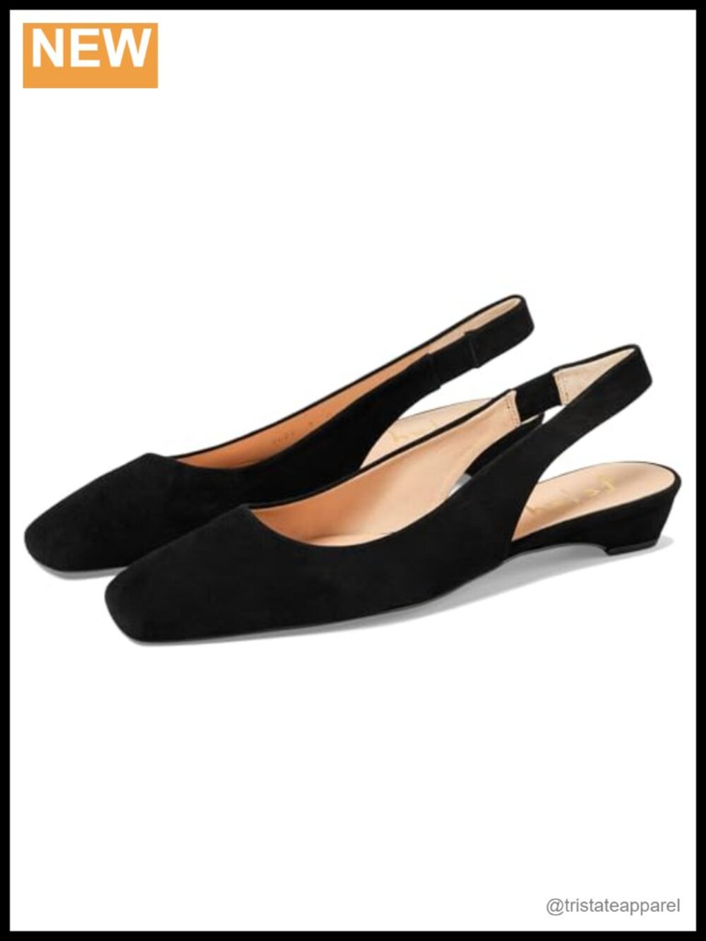 Suede Slingback Flats Block Heel Square Toe Slip-On Daily Wear